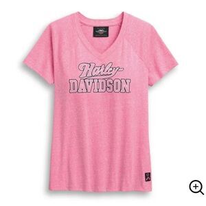 Harley Davidson pink label V-neck logo tee sz M